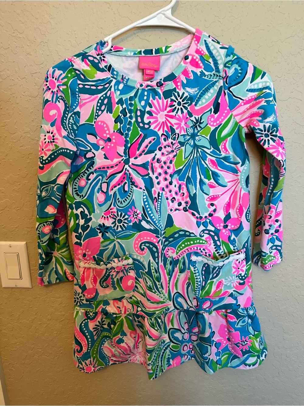 Lilly Pulitzer Girls' Long-Sleeve Floral Swim Coverup - Pink, Blue & Green